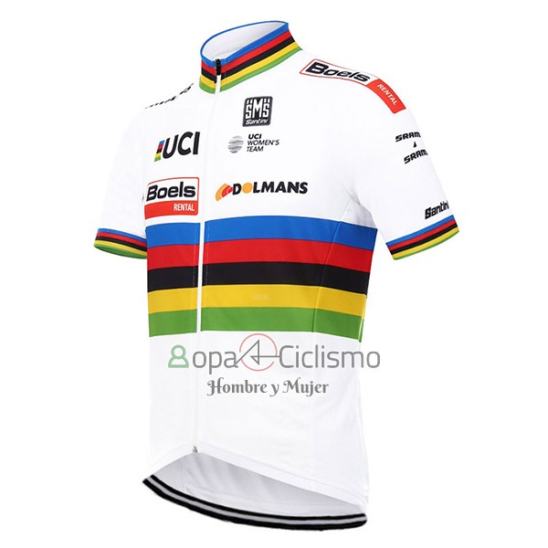 Uci Mondo Campione Ropa Ciclismo Culotte Corto 2017 Hombre Mangas Cortas Boels Dolmans Blanco